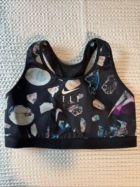 Nike Black Gem-Print Fly Dri-Fit Sports Bra